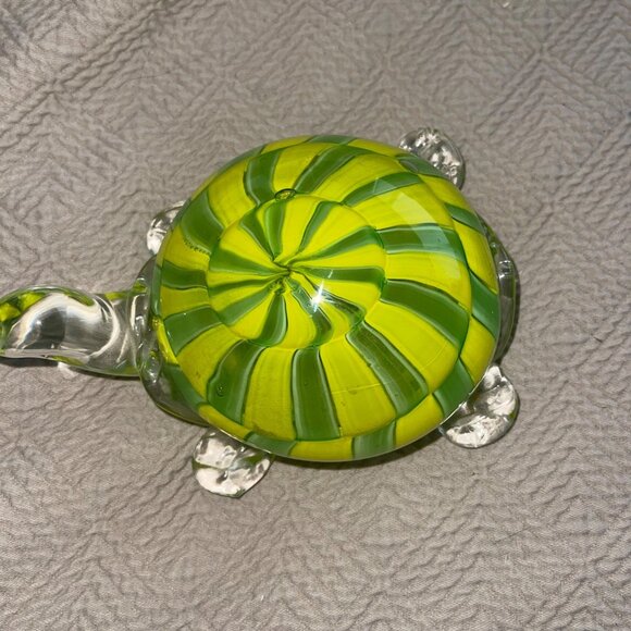 Heavy Blown Glass Turtle Green Hollow Decorative Collectible - Picture 5 of 6